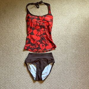 Hapari two piece tankini swim suit brown/orange Small